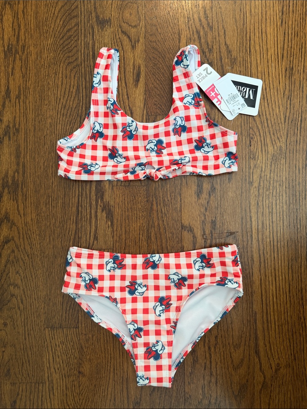 NWT Red Gingham Minnie Mouse Two-Piece Swimsuit
